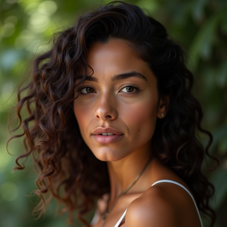 Mulher fazendo dedoliss no cabelo ondulado.