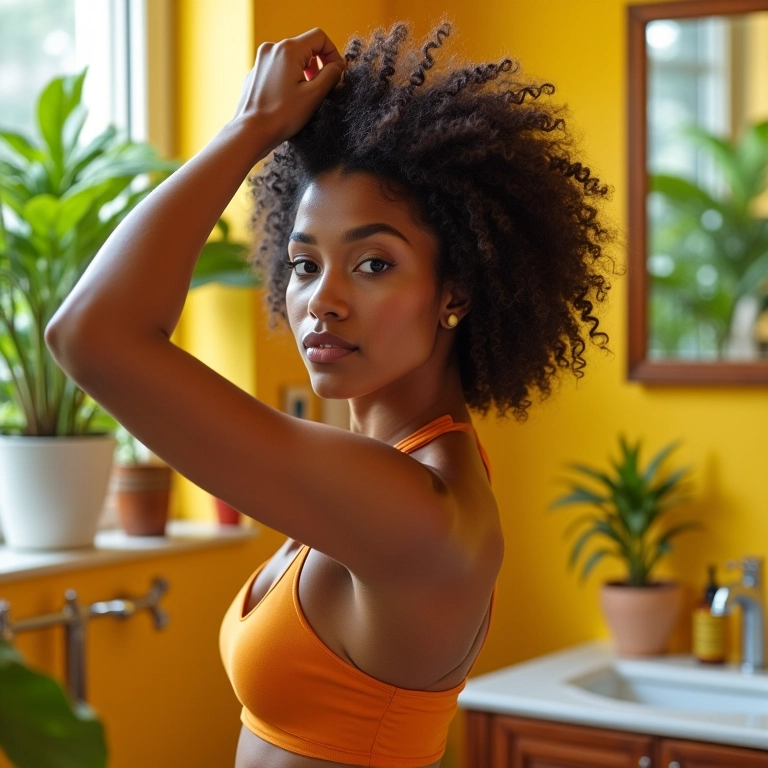 Mulher finalizando seus cabelos cacheados 3B com gelatina e óleo.