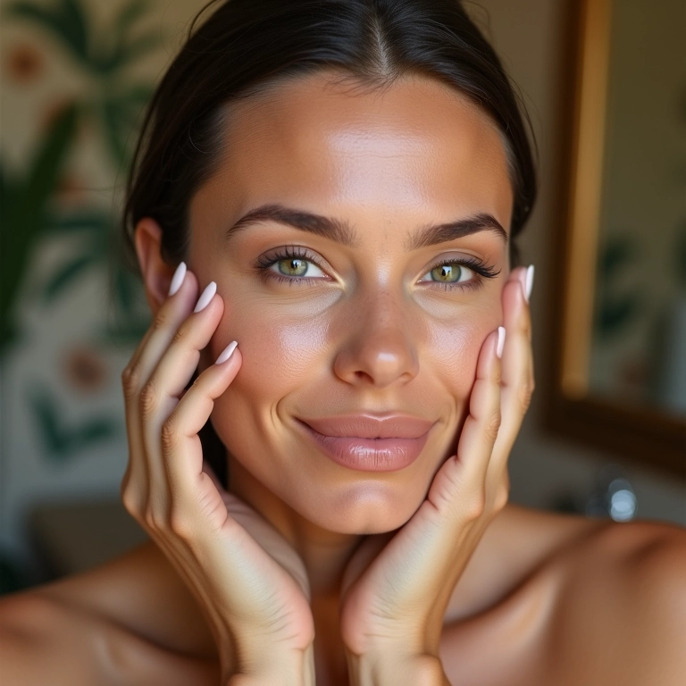 Mulher hidratando a pele com sérum