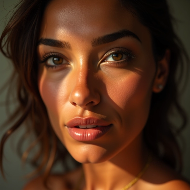 Mulher iluminando os pontos altos do rosto com maquiagem.