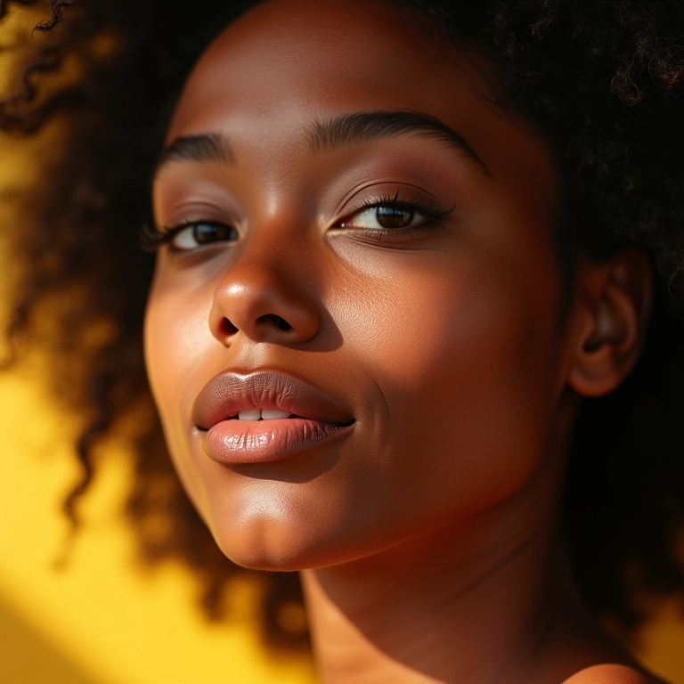 Mulher jovem de pele oleosa usando produtos de skincare.