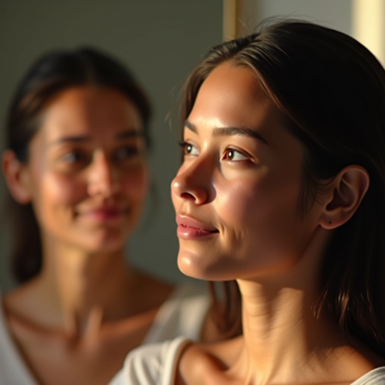 Mulher jovem refletindo sobre a prevenção de rugas com botox.