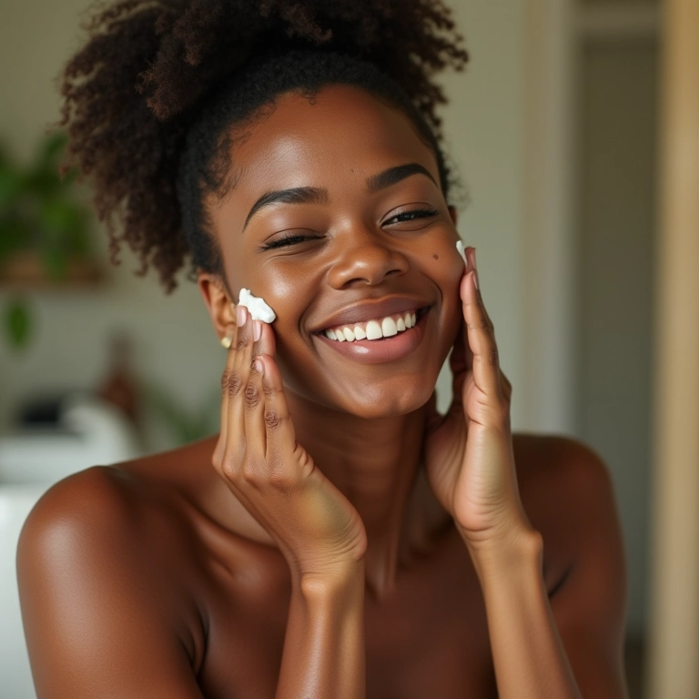 Mulher lavando o rosto com sabonete facial para pele seca