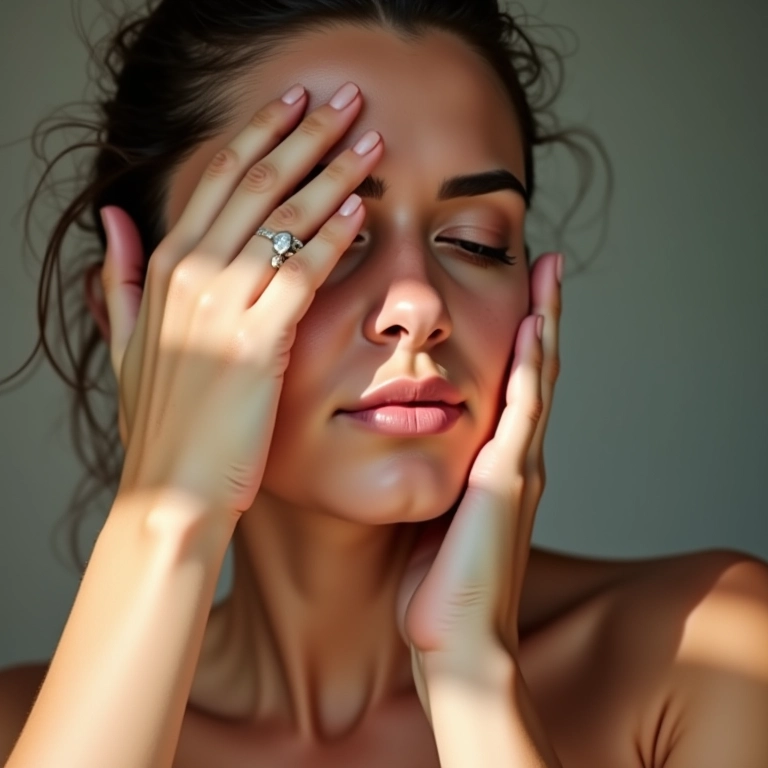 Mulher limpando o rosto com água micelar La Roche-Posay para peles reativas, em ambiente iluminado.