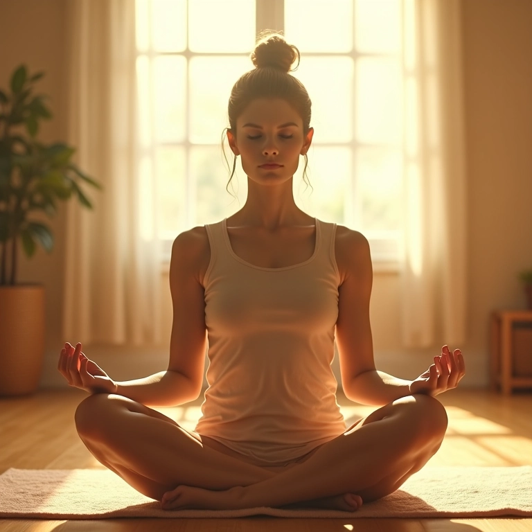 Mulher meditando para reduzir o estresse.