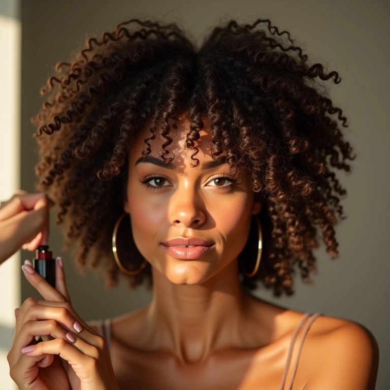Mulher modelando os cachos com gelatina capilar