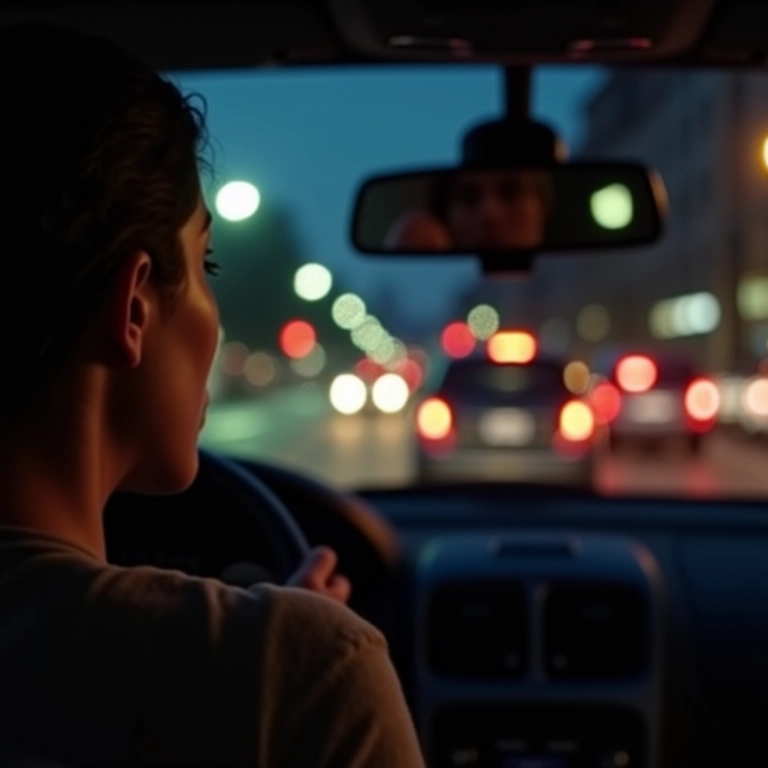Mulher observando taxista para identificar possível golpe.