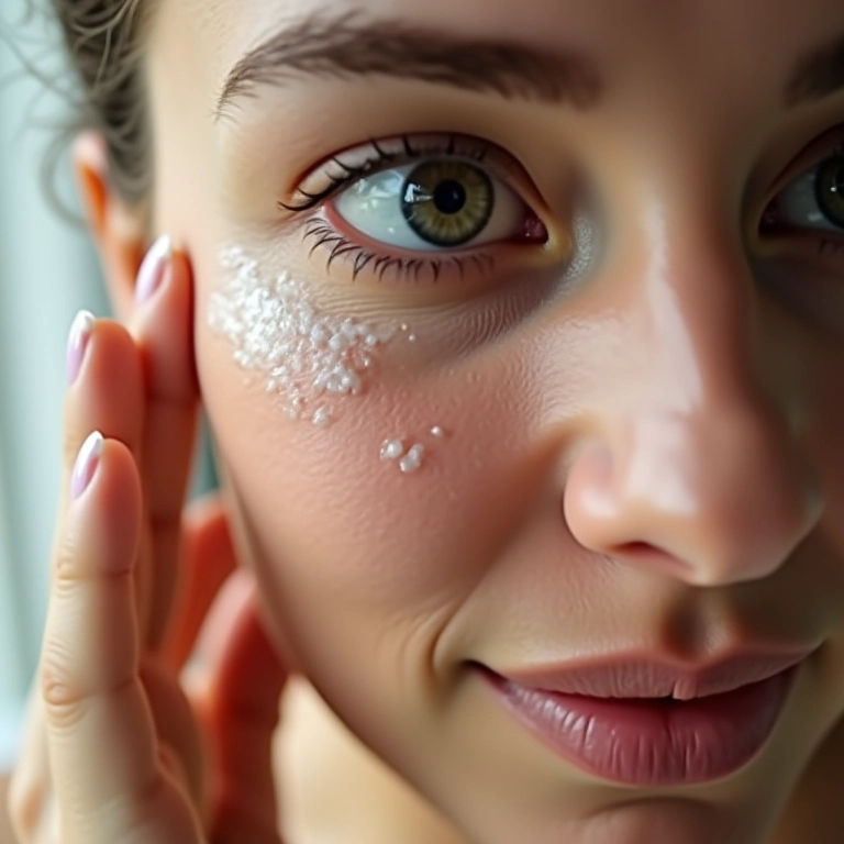 Mulher preparando a pele com hidratante antes da maquiagem.