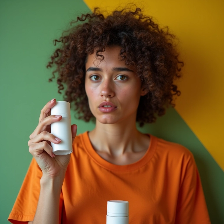 Mulher questionando o uso de Minancora como desodorante.