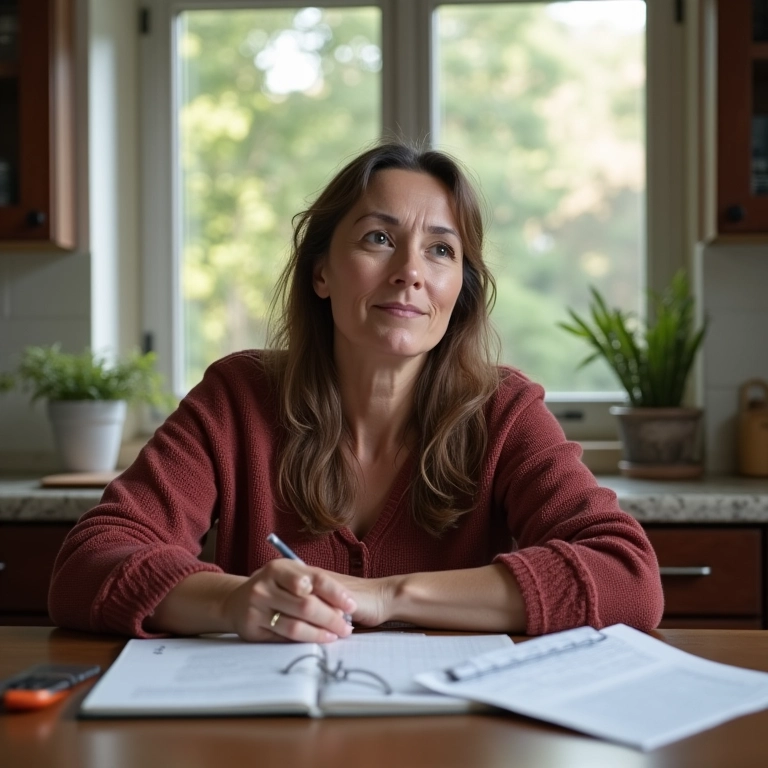 Mulher refletindo sobre comunicação honesta após o divórcio.