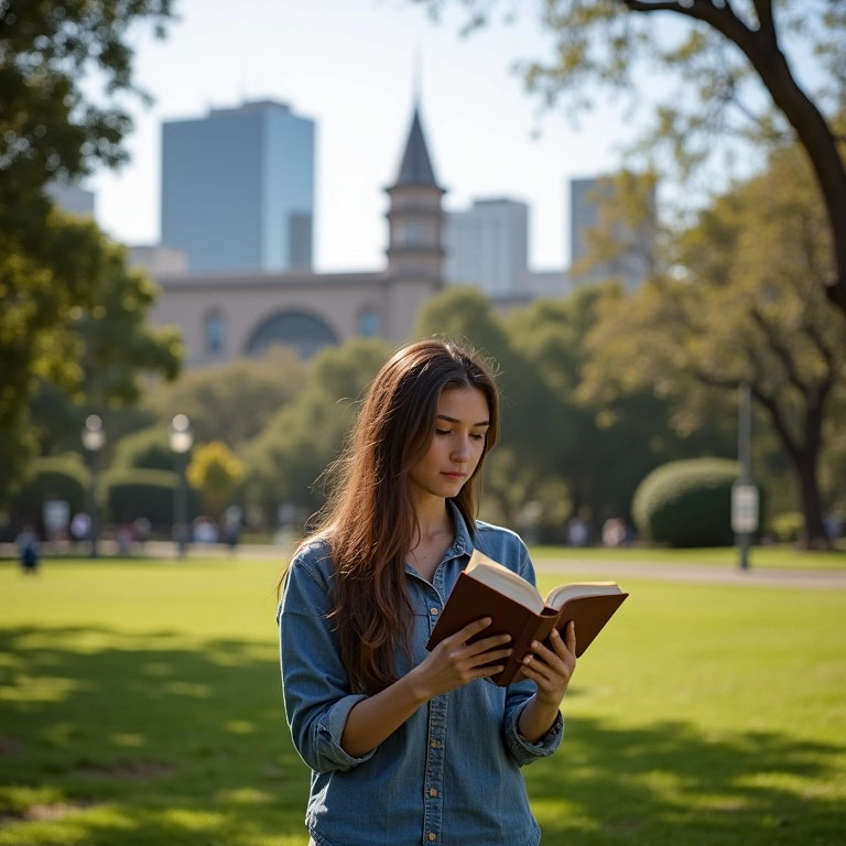 Mulher relaxando em parque de Montevidéu