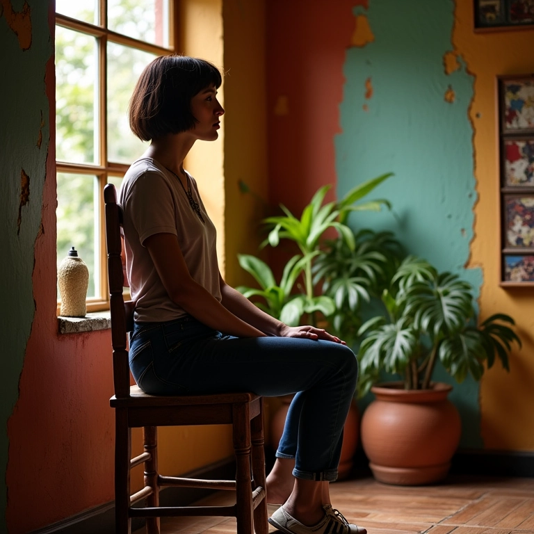 Mulher taurina refletindo sobre estabilidade e desafios.