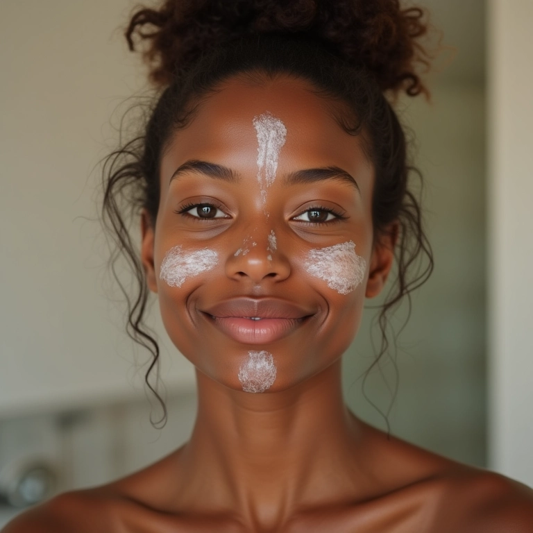 Mulher usando Bioderma Sensibio H2O em banheiro estilo Farm Rio, com luz natural e foco na pele.