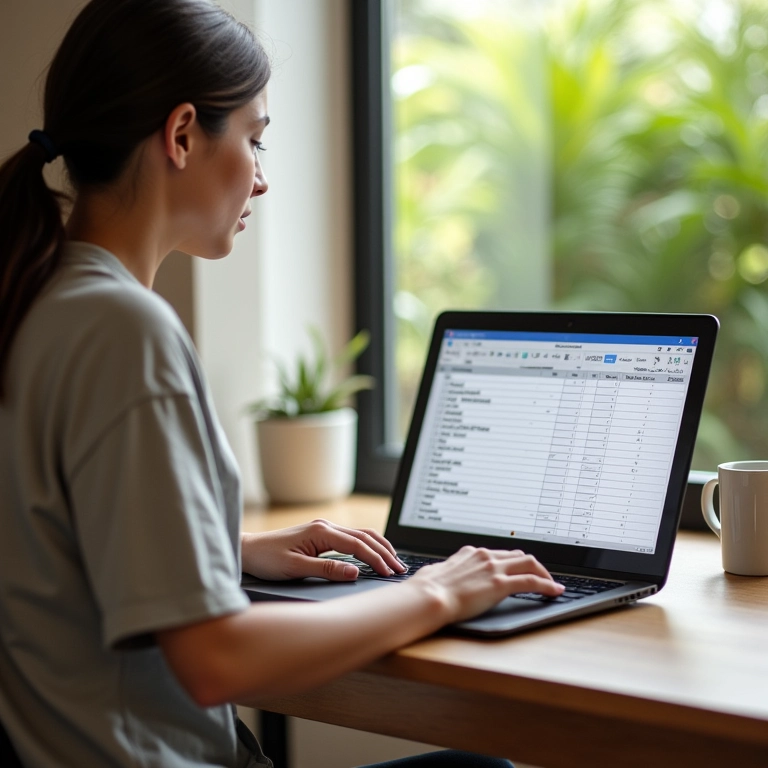 Mulher usando planilha de nomes de bebês.