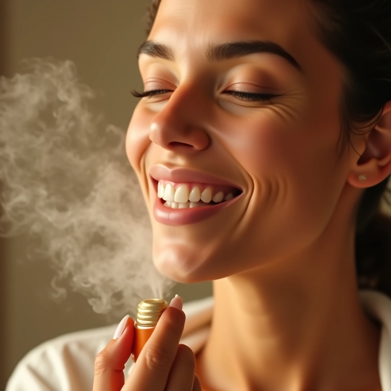 Mulher usando vaporizador facial para abrir os poros delicadamente.