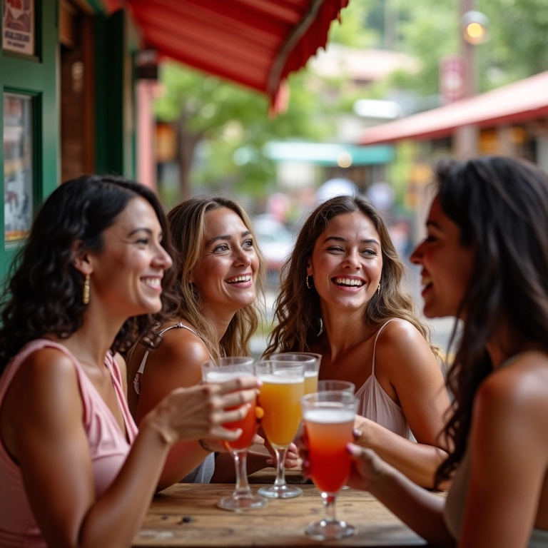 Mulheres celebrando em viagem pela América do Sul