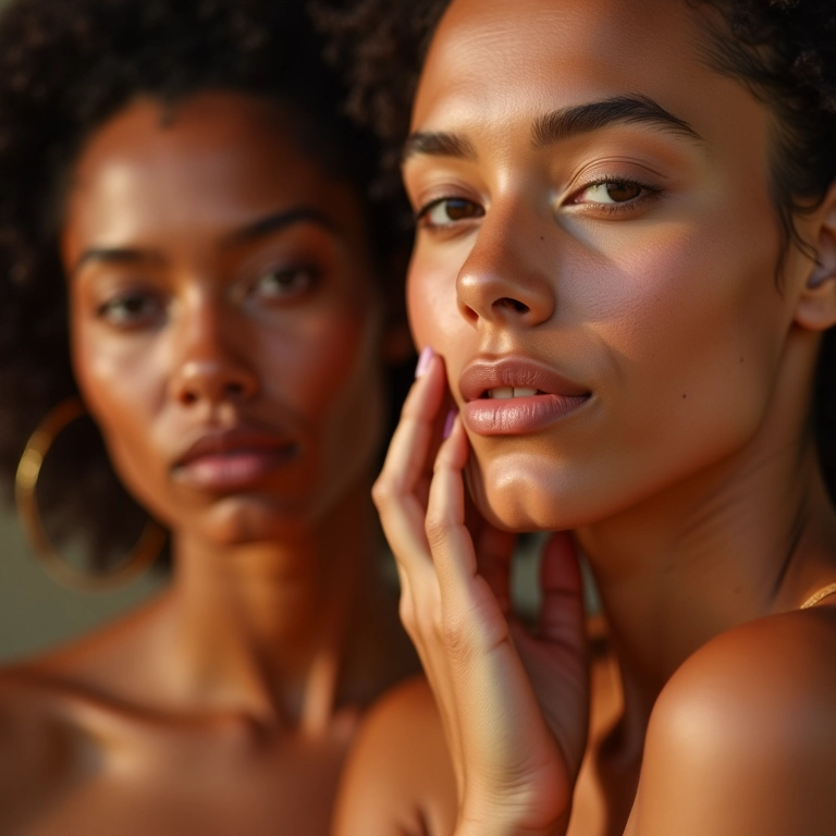 Mulheres diversas aplicando creme de retinol, mostrando resultados na pele.