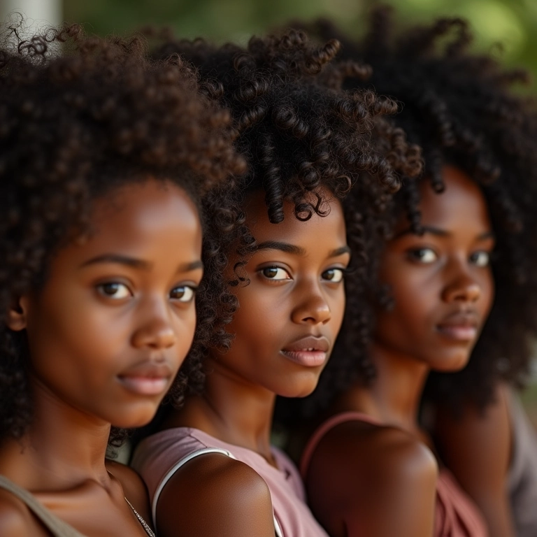 Mulheres diversas exibindo cachos definidos com uso de difusor.