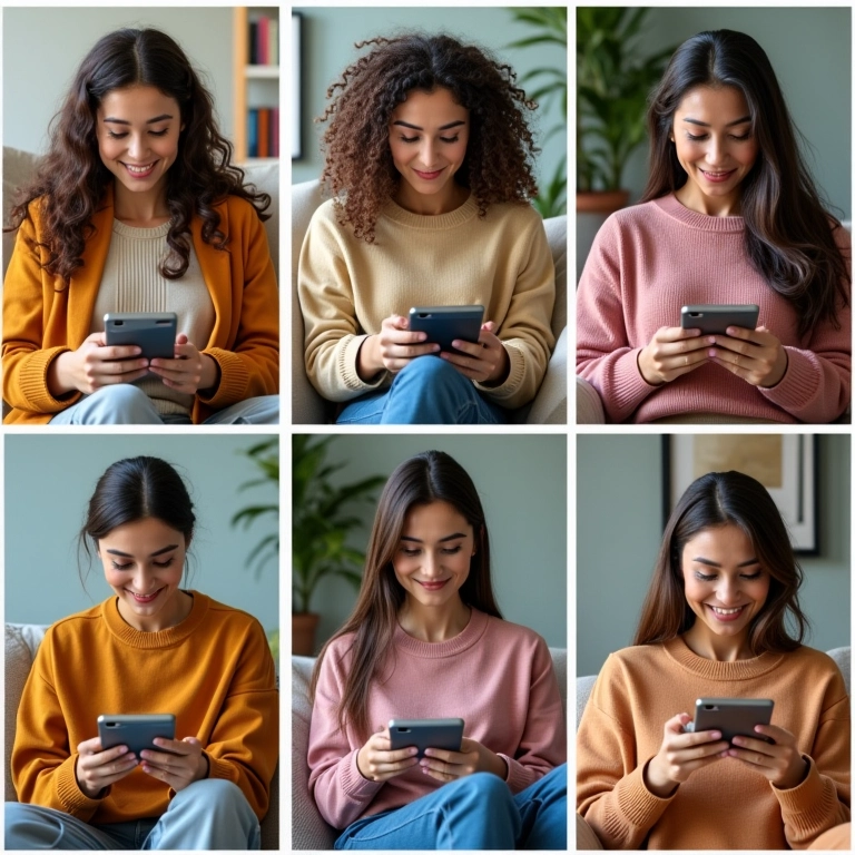 Mulheres diversas planejando viagens usando aplicativos em tablets e smartphones.