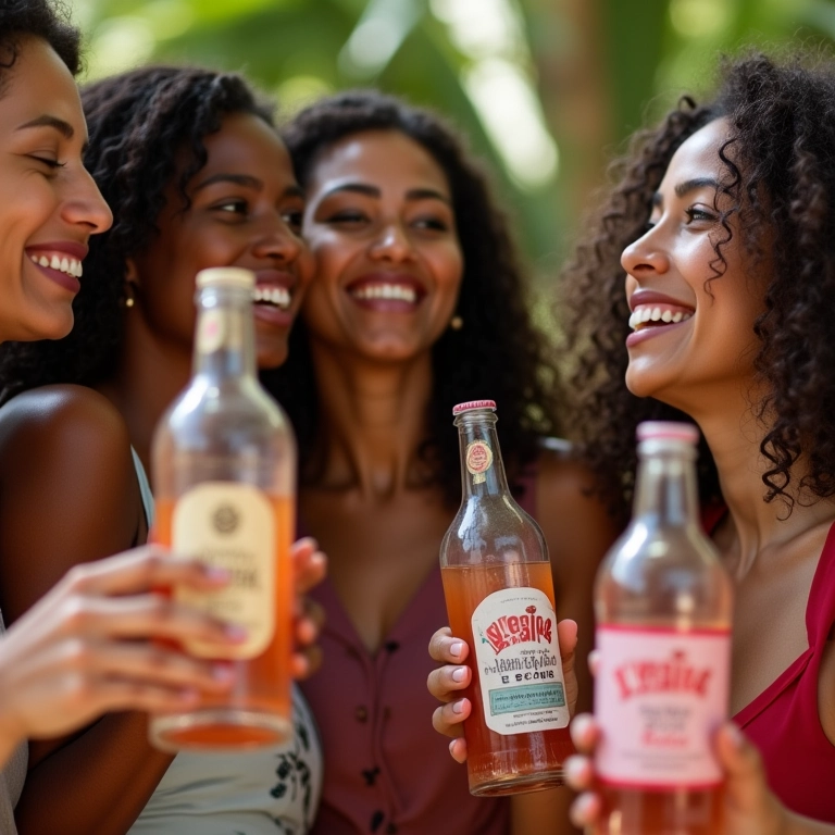 Mulheres diversas sorrindo com frascos de Leite de Rosas