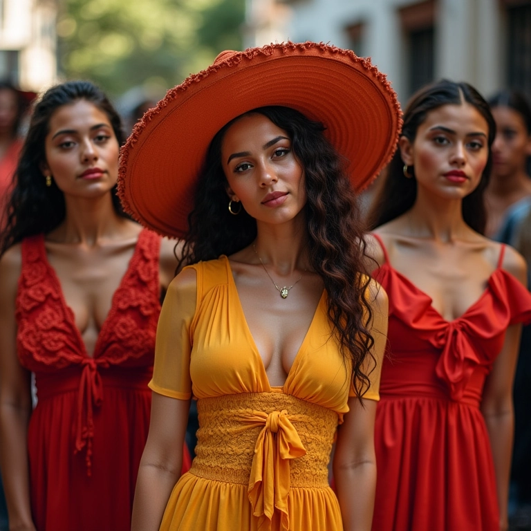 Mulheres estilosas em looks modernos para o São João 2025.