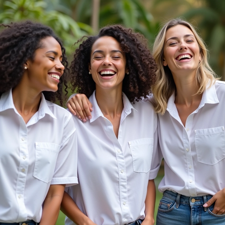 Mulheres estilosas reinventando a camisa branca clássica.