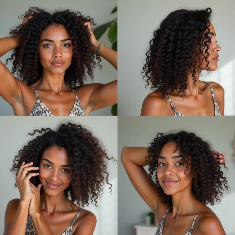 Mulheres experimentando diferentes técnicas de finalização no cabelo 2A.