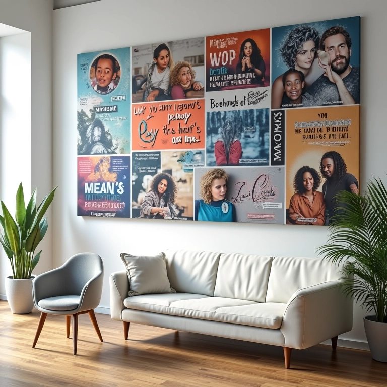 Mural de fotos inspirador para terapeutas ocupacionais com momentos de sucesso.