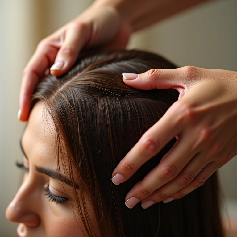 Óleo de vitamina E sendo aplicado nos cabelos para proteção e hidratação.