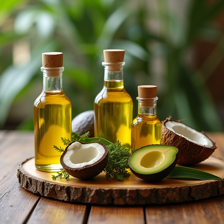 Óleos vegetais para umectação capilar em cabelos 4A.