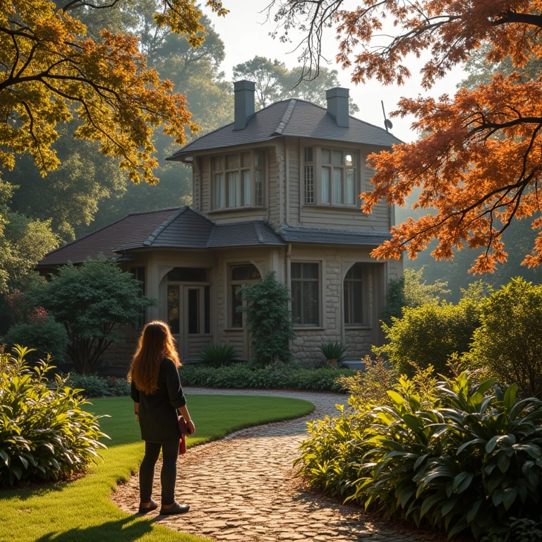 Ópera de Arame em Curitiba com folhagem de inverno ao redor.