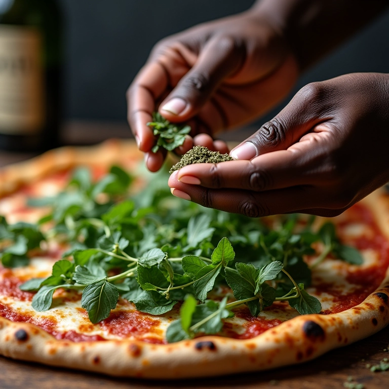 Orégano fresco, o sabor autêntico da pizza caseira.