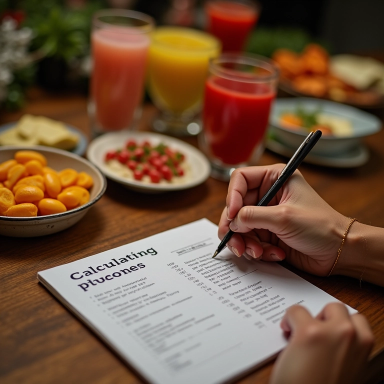 Organizador calculando quantidade de comida e bebida para festa infantil.