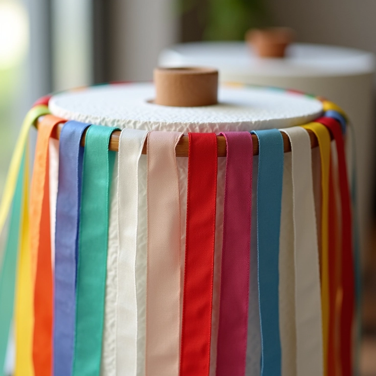 Organizador de fitas feito com porta-papel toalha.