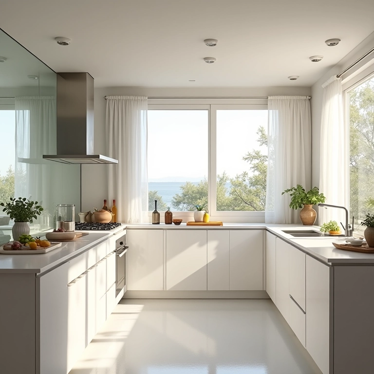 Otimização da luz natural na cozinha americana.