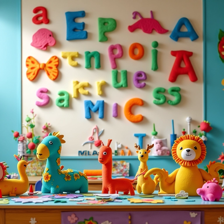 Painel escolar criativo com decorações vibrantes em EVA, ideal para inspirar educadores.