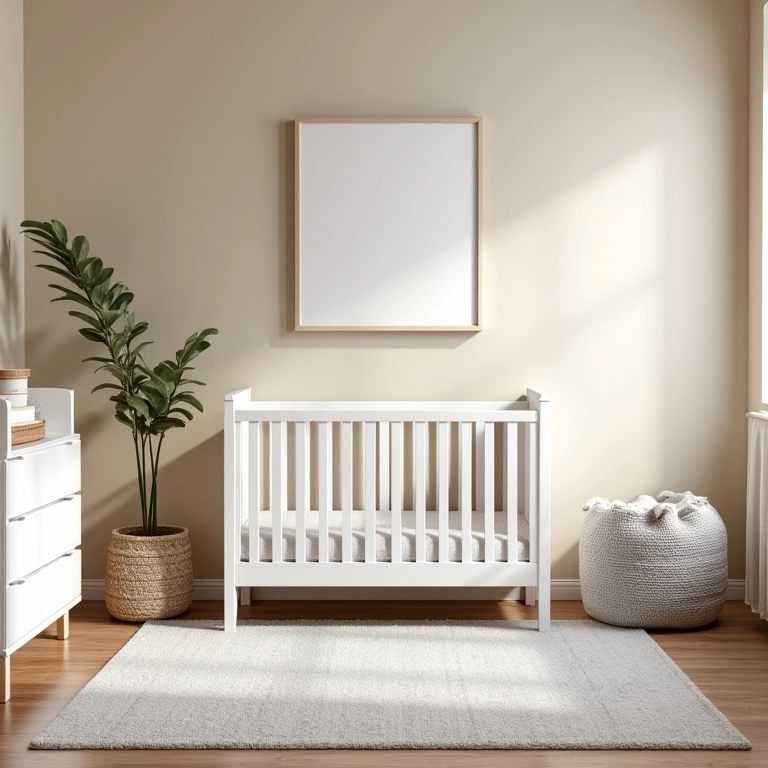 Paleta de cores neutras e aconchegantes para quarto de bebê.