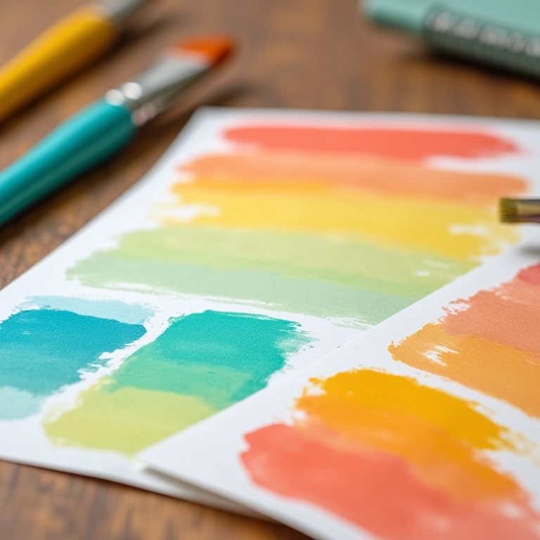 Paleta de cores vibrantes para home office feminino com toques tropicais.