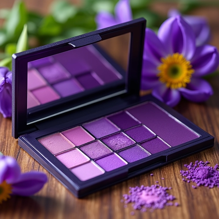 Paleta de sombra roxa vibrante com flores brasileiras.