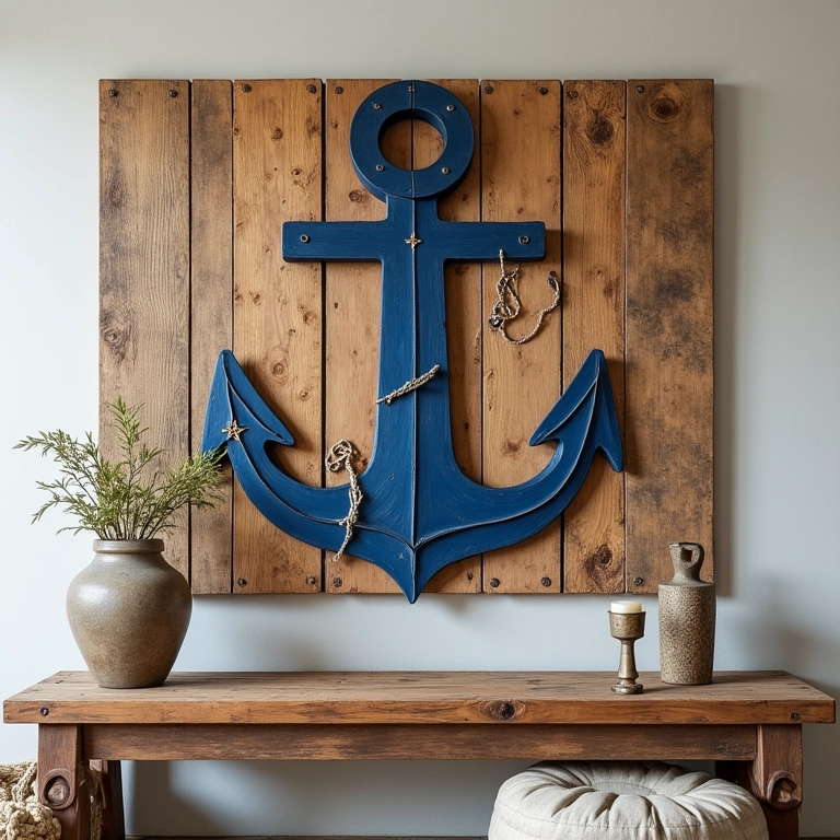 Paletes de madeira recicladas transformadas em arte náutica.