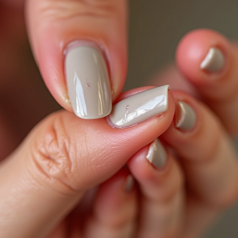 Palito de laranjeira removendo excesso de esmalte da unha.