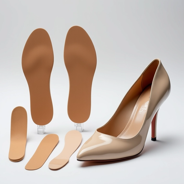 Palmilhas e protetores para sapatos de salto alto.
