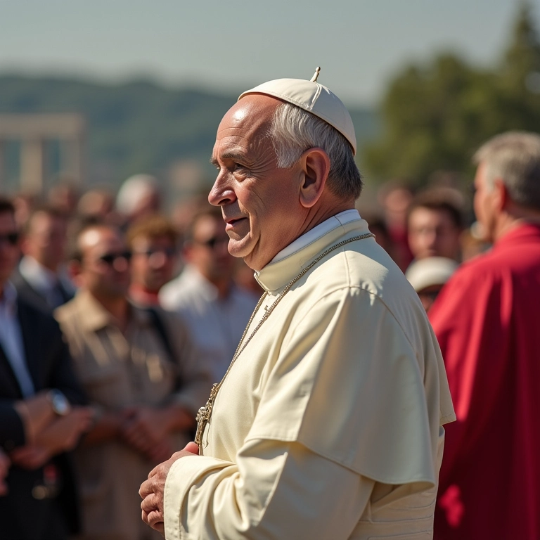 Papa usando o pálio, símbolo de sua ligação com o rebanho.