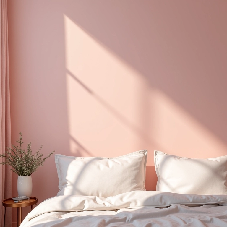 Parede de quarto pintada em tons pastel.