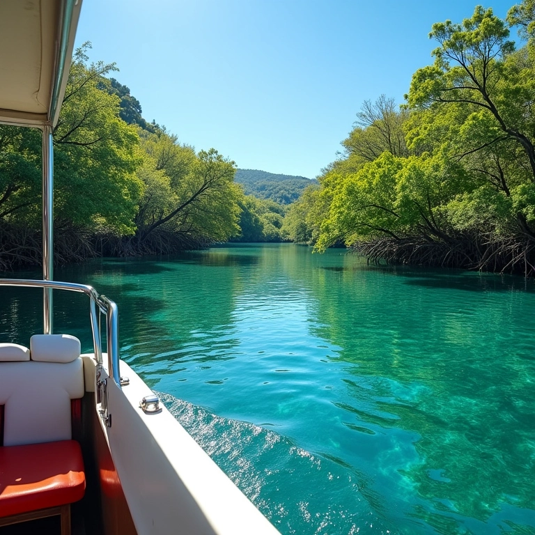Passeio de barco para Crôa do Goré: águas cristalinas e manguezais.