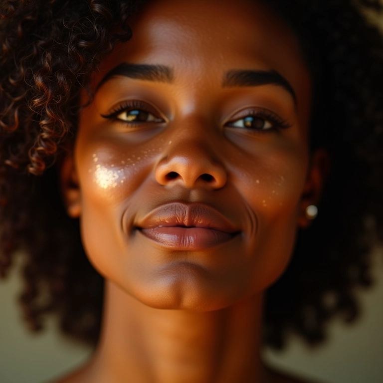 Pele glow com iluminador para um brilho radiante.