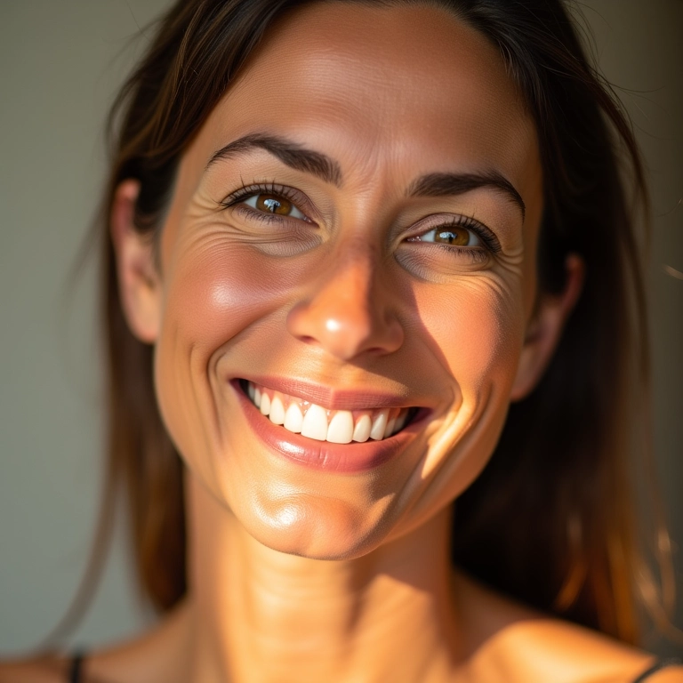 Pele radiante após usar a Base Niina Secrets Hidra Glow FPS 70.