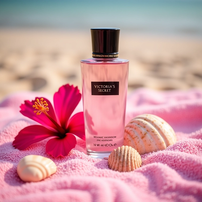 Perfume Coconut Passion Victoria's Secret com detalhes de praia.