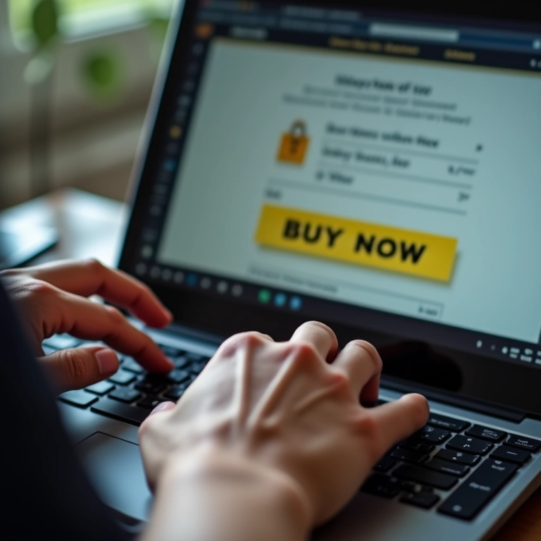 Pessoa resistindo à compra por impulso online.