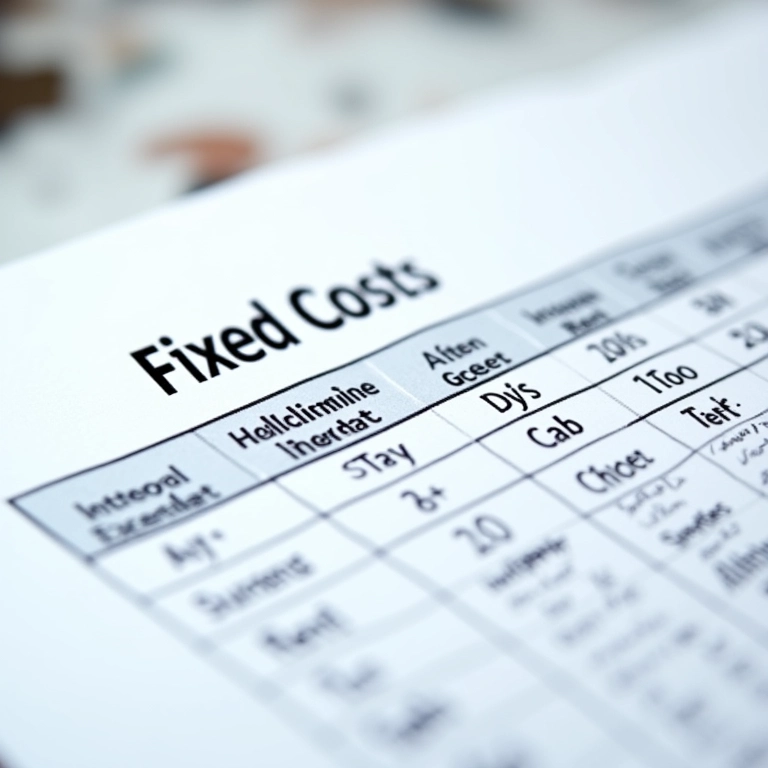 Planilha detalhando custos fixos do artesanato.